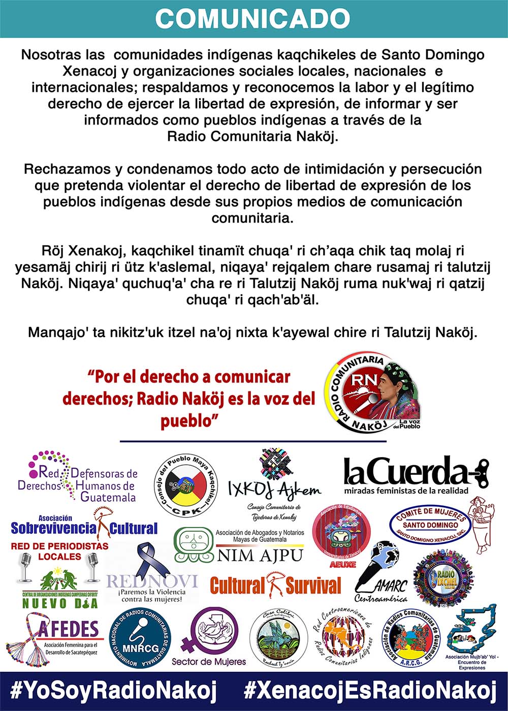 COMUNICADO DE RESPALDO RADIO NAKOJ